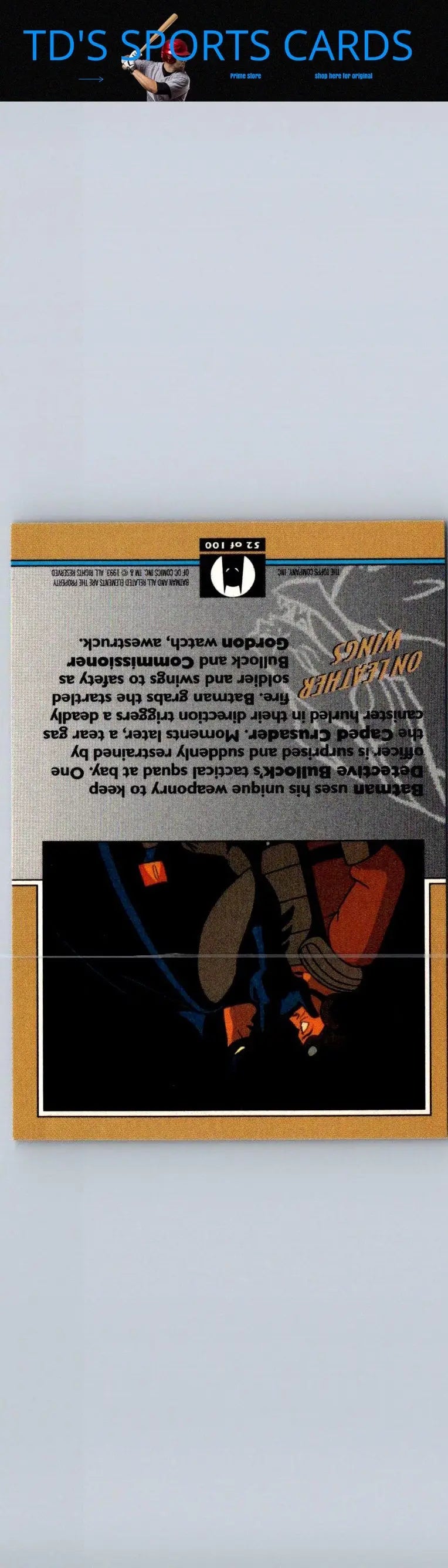 Trading card from 1993 Topps Batman The Animated Series featuring Leather Wings scene