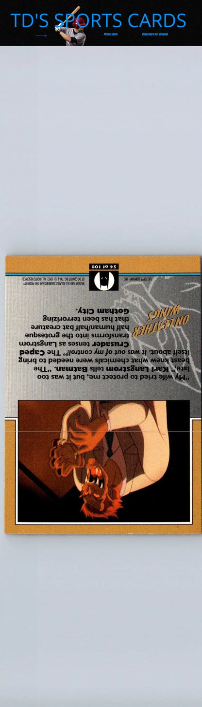 Animated Gargoyles trading card from 1993 Topps Batman The Animated Series Leather Wings