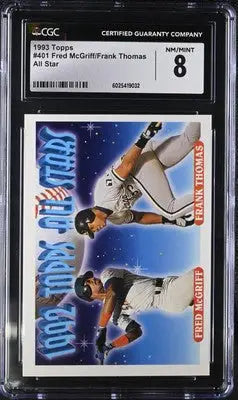 Graded 1993 Topps Fred McGriff and Frank Thomas All Star baseball card CGC 8