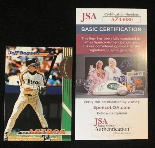 Jeff Bagwell 1993 Topps Stadium Club Autograph Card with JSA Certification