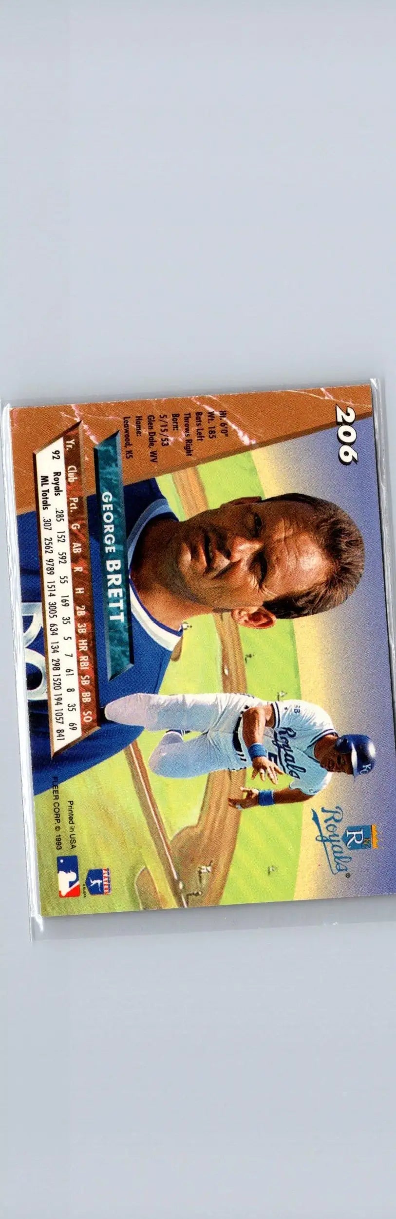 Baseball trading card of George Brett from 1993 Ultra #206 collection
