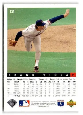 Frank Viola 1993 Upper Deck #131 trading card featuring the MLB pitcher in action