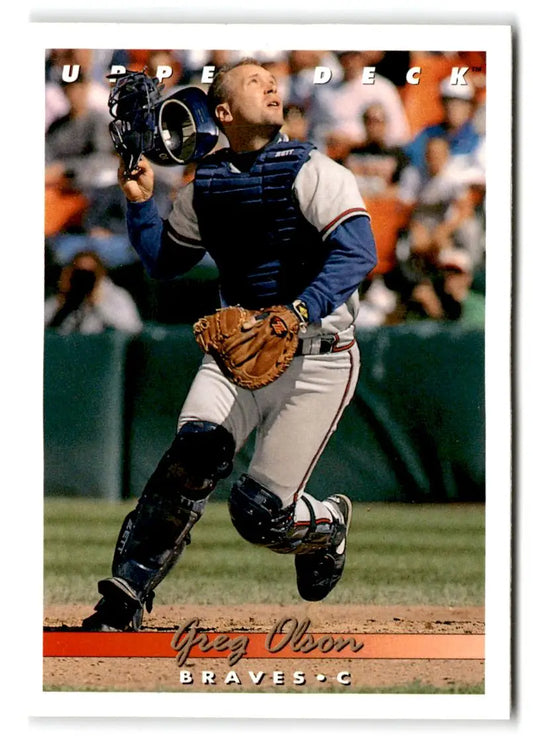Greg Olson 1993 Upper Deck #187 baseball trading card showcasing the athlete’s career