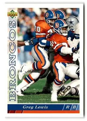 Greg Lewis running with the ball on a 1993 Upper Deck trading card