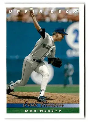 1993 Upper Deck #338 Erik Hanson trading card showcasing the pitcher in action