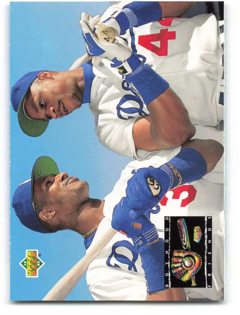 Baseball card featuring Eric Davis and Darryl Strawberry of the Los Angeles Dodgers