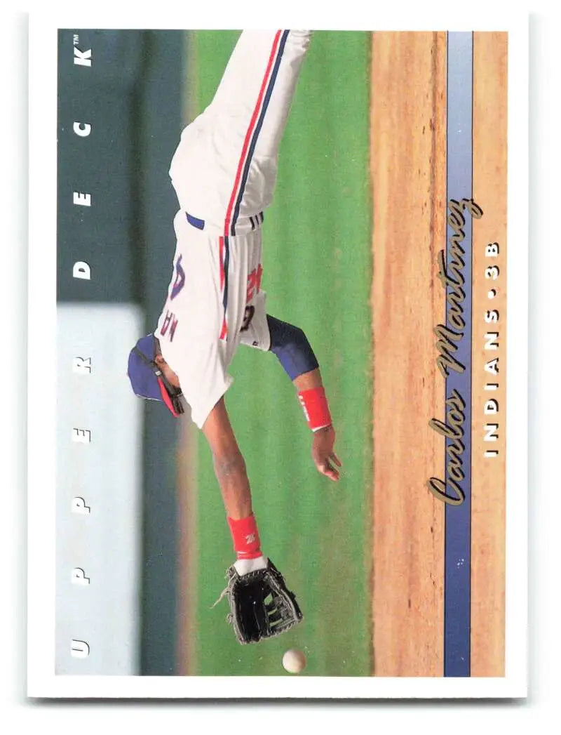 Carlos Martinez diving catch in 1993 Upper Deck VG Cleveland Indians baseball card