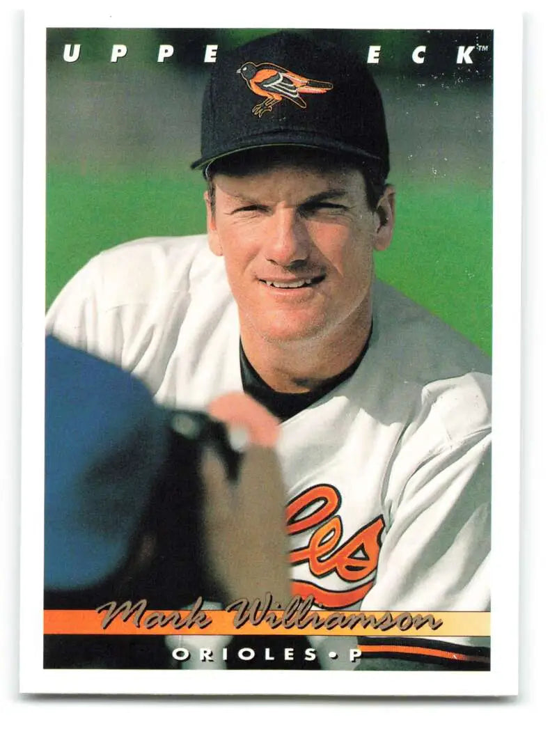 Baltimore Orioles baseball card of Mark Williamson in white uniform and black cap