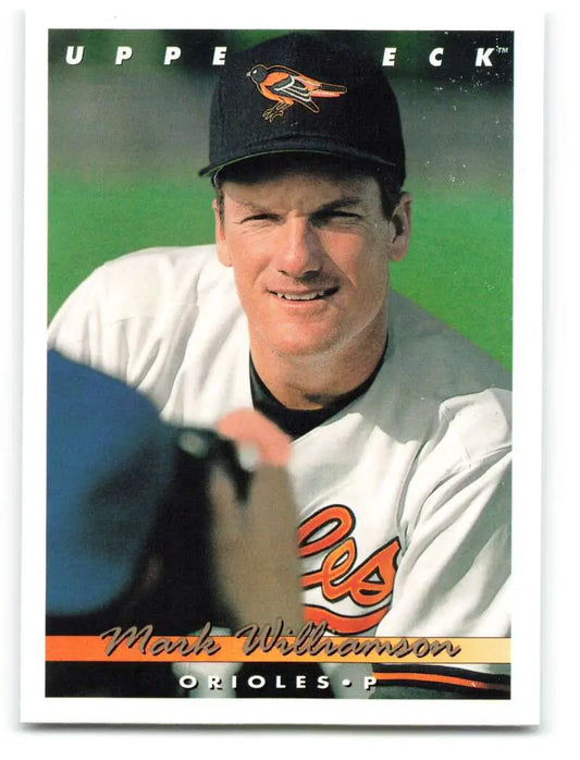 Baltimore Orioles baseball card of Mark Williamson in white uniform and black cap