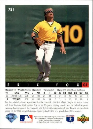 1993 Upper Deck #781 Eric Fox NM-MT Athletics - Trading Cards