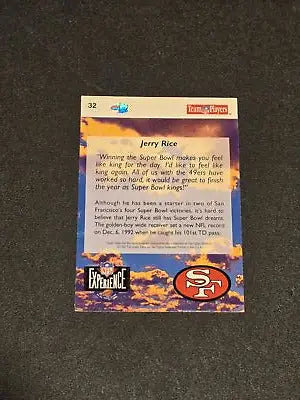 Jerry Rice trading card from 1993 Upper Deck NFL Experience collection