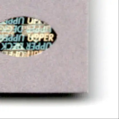 Holographic foil security sticker on 1993 Upper Deck SP Football Jim Harbaugh trading card
