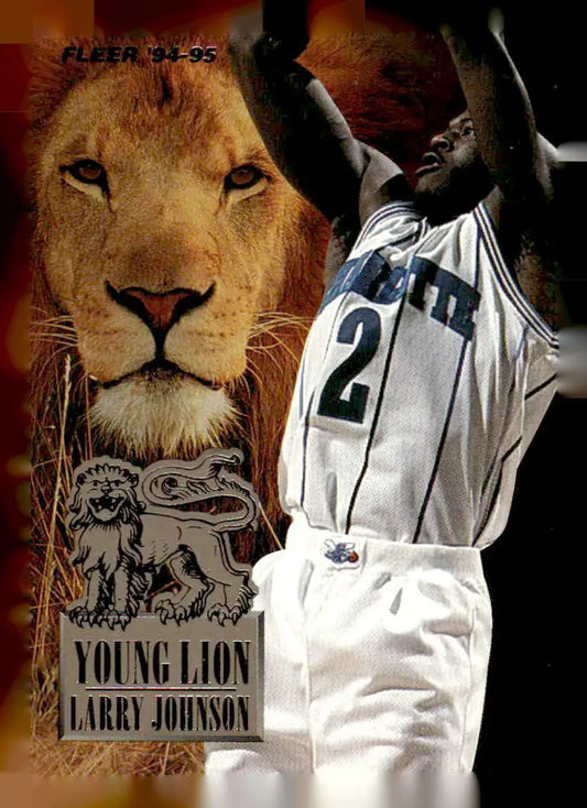 Larry Johnson basketball card from 1994-95 Fleer featuring Johnson Young Lions design