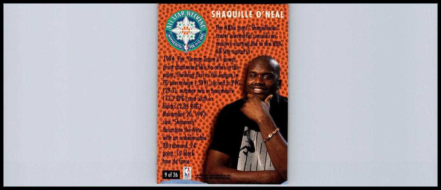 Shaquille O’Neal trading card from 1994-95 Fleer #9 All-Stars set