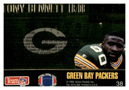 Tony Bennett 1994 Action Packed football card in near mint condition with original gloss