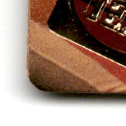 Bottom corner of rustic wooden box with black and red label for 1994 Action Packed Football San Francisco 49ers