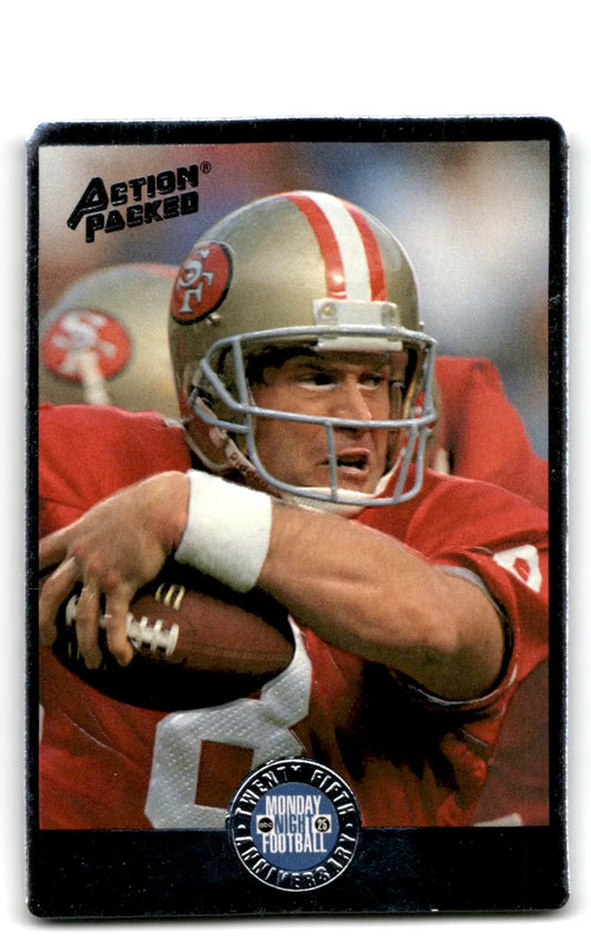 American football trading card featuring San Francisco 49ers player in red and gold uniform
