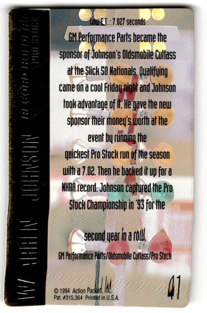 1994 Action Packed NHRA #41 Warren Johnson’s Car - Trading Cards