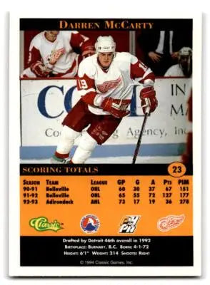 Darren McCarty hockey card from 1994 Classic Pro Hockey Prospects series