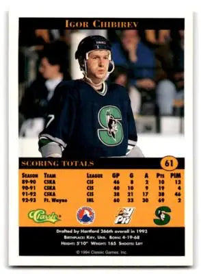Igor Chibirev hockey card from 1994 Classic Pro Hockey Prospects series