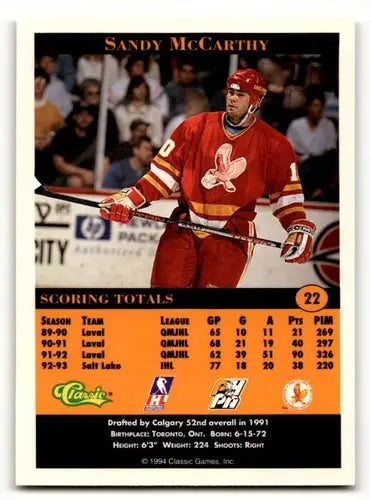 1994 Classic Pro Prospects #22 Sandy McCarthy Salt Lake Golden Eagle ID:55515 - Trading Cards