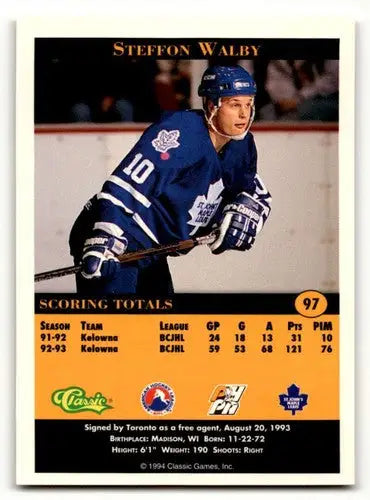 1994 Classic Pro Prospects #97 Steffon Walby St. John’s Maple Leafs ID:55510 - Trading Cards
