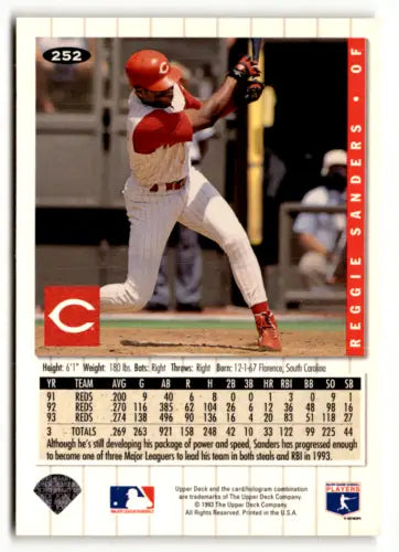 1994 Collector’s Choice #252 Reggie Sanders Cincinnati Reds trading card image