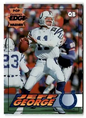 Football trading card of Jeff George preparing to throw a pass in Colts white uniform