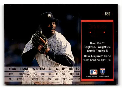 1994 Donruss #650 Lee Smith New York Yankees trading card for collectors