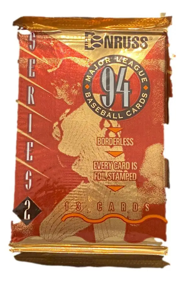 Torn and weathered 1994 Donruss Baseball Pack Series 2 for collectors and fans