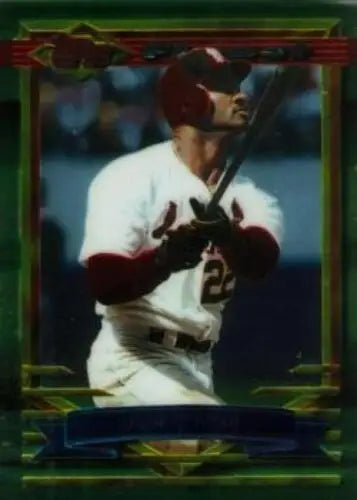Baseball player Mark Whiten in white Cardinals uniform at bat in original gloss design