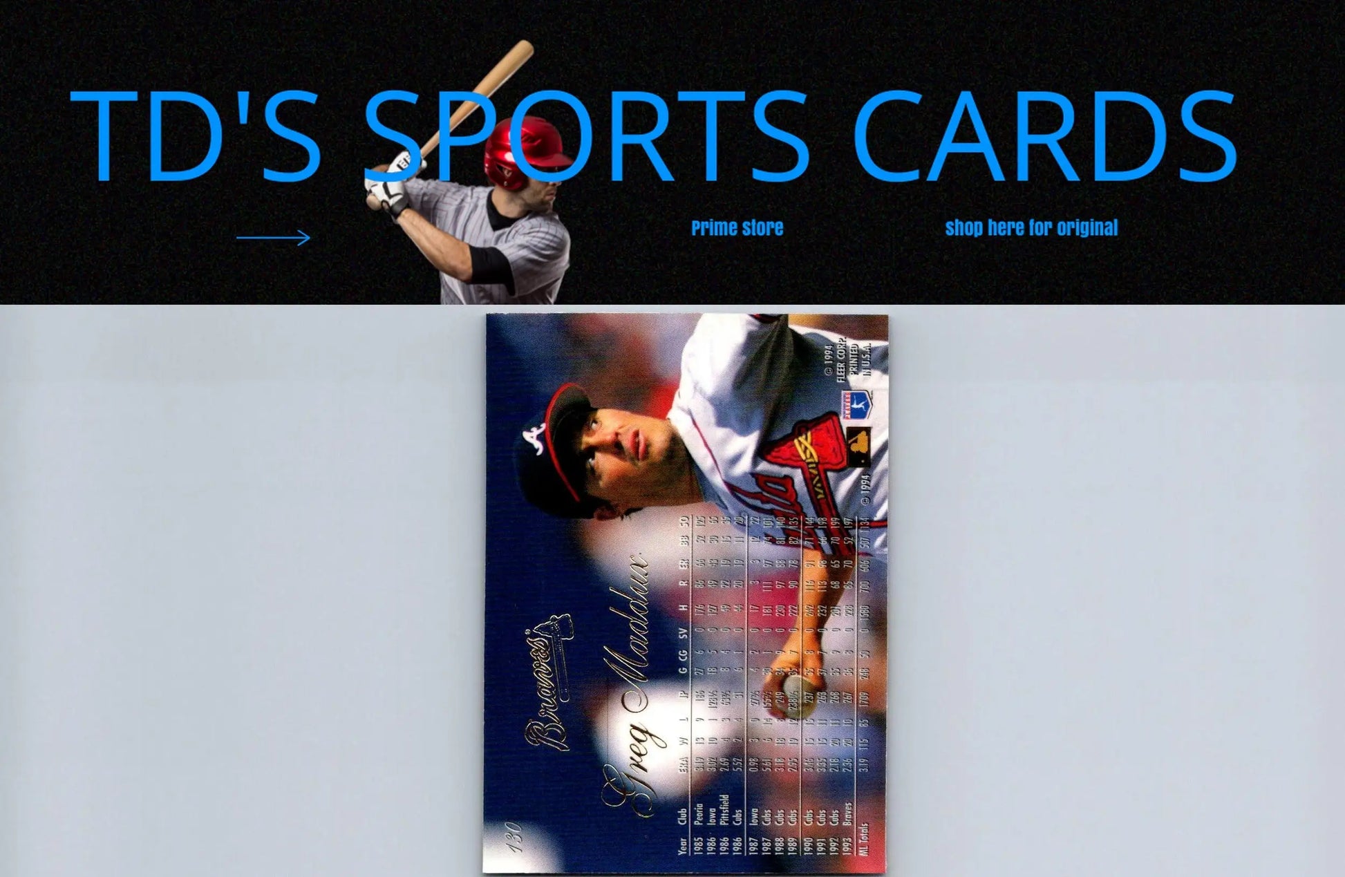 Baseball card of 1994 Flair #130 Greg Maddux, a must-have for trading cards collectors