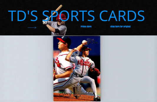 1994 Flair #130 Greg Maddux baseball trading card displayed on sports cards website
