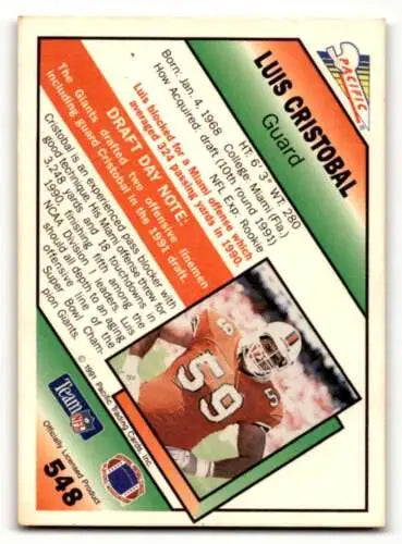 Luis Cristobal Football Card from 1994 Fleer #205 Quentin Coryatt Indianapolis Colts