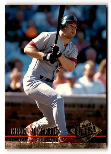 Baseball player swinging bat in 1994 Fleer Ultra Gregg Jefferies original gloss card