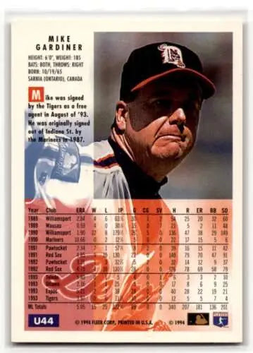 1994 Fleer Update U44 Mike Gardiner Detroit Tigers Baseball Card Original Gloss
