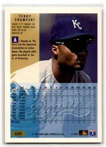 1994 Fleer Update U51 Terry Shumpert Kansas City Royals original gloss baseball card