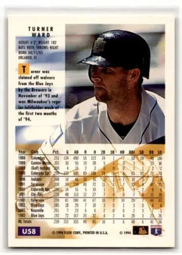 1994 Fleer Update U58 Turner Ward Milwaukee Brewers Baseball Card with original gloss