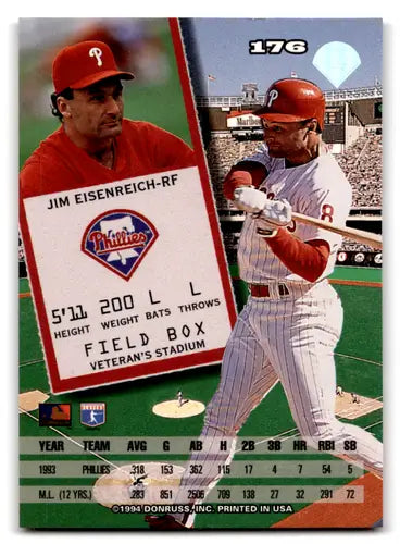 1994 Leaf #176 Jim Eisenreich NM-MT Phillies ID:70861 - Trading Cards