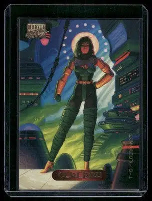 Marvel Masterpieces Cerebra trading card featuring a superhero in green and orange suit