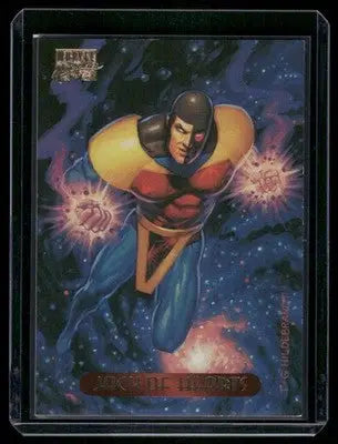 Collectible Marvel Universe trading card Marvel Masterpieces Jack of Hearts #57 featuring an illuminated superhero