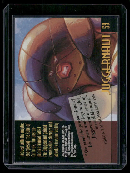 Marvel Masterpieces Juggernaut trading card number 59 from 1994 Marvel Masterpieces series