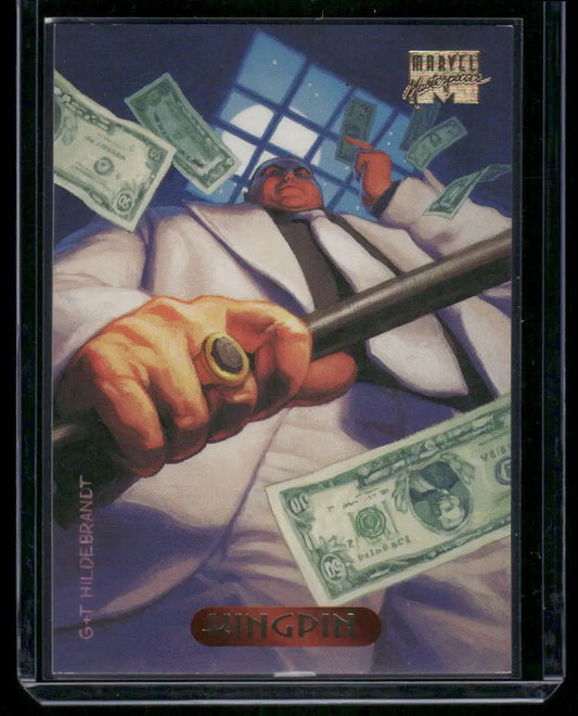 Marvel Masterpieces Kingpin trading card in protective sleeve from 1994 Marvel Masterpieces