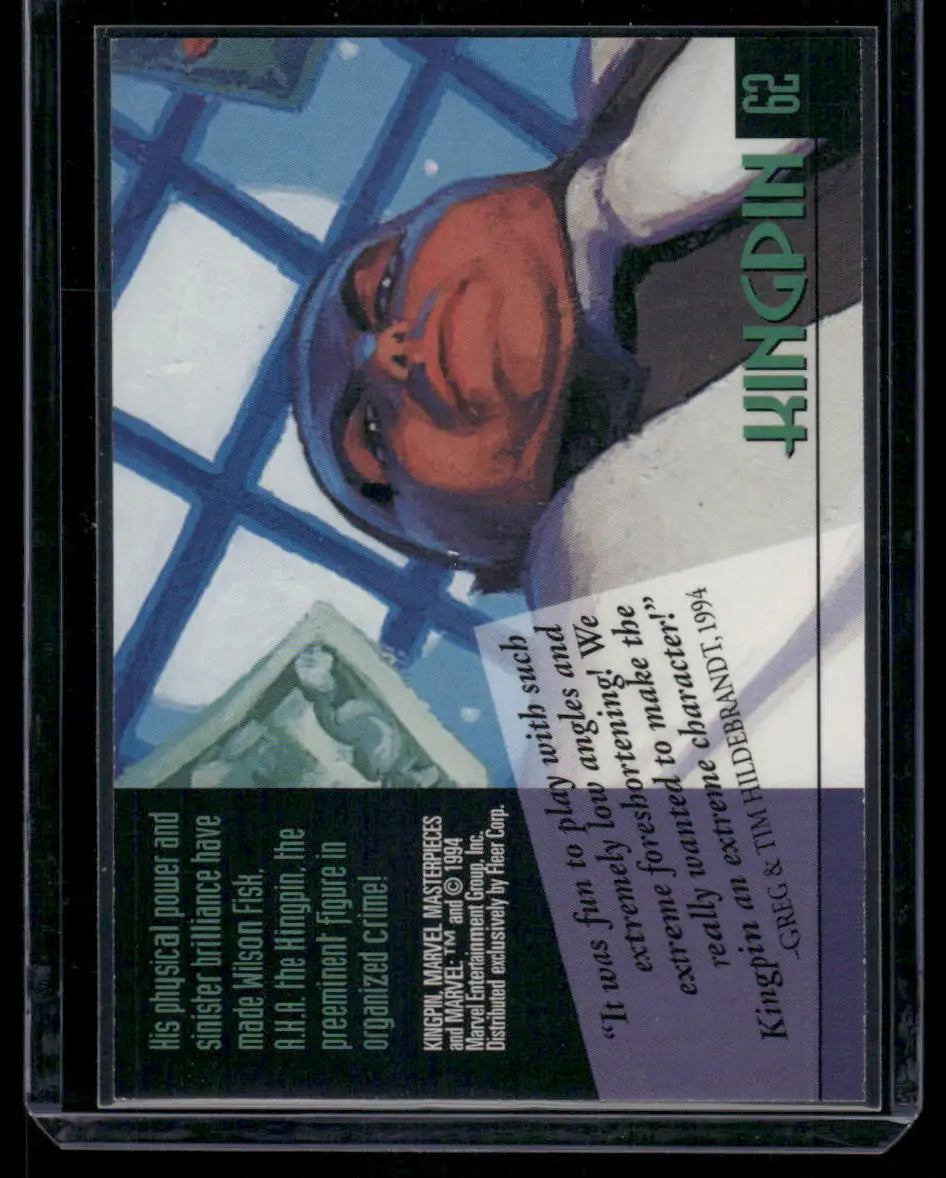 Collectible trading card featuring Marvel character Kingpin from Marvel Masterpieces Kingpin series