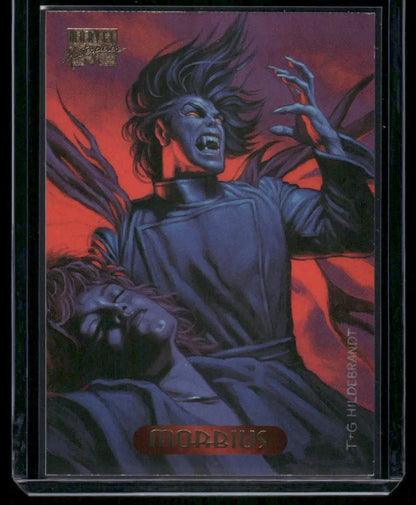 Marvel Masterpieces Morbius trading card in protective case from 1994 Marvel Masterpieces