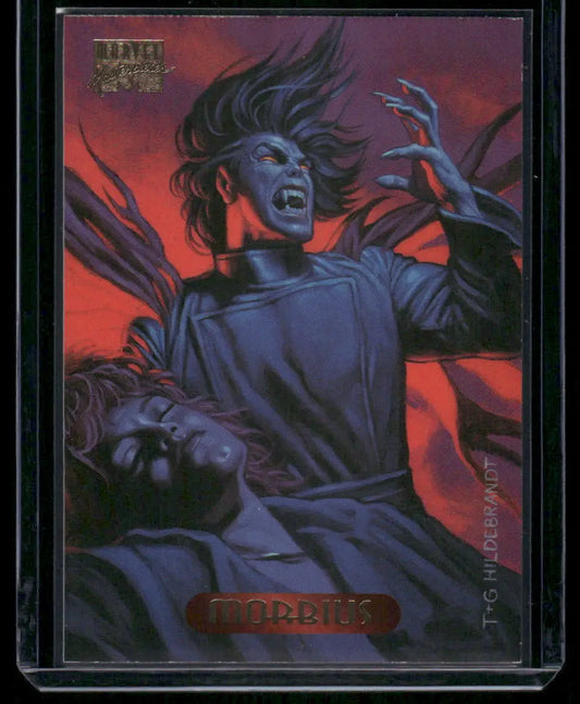 Marvel Masterpieces Morbius trading card in protective case from 1994 Marvel Masterpieces