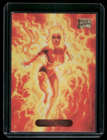 Collectible Marvel Masterpieces Phoenix trading card with fiery illustration from 1994 set