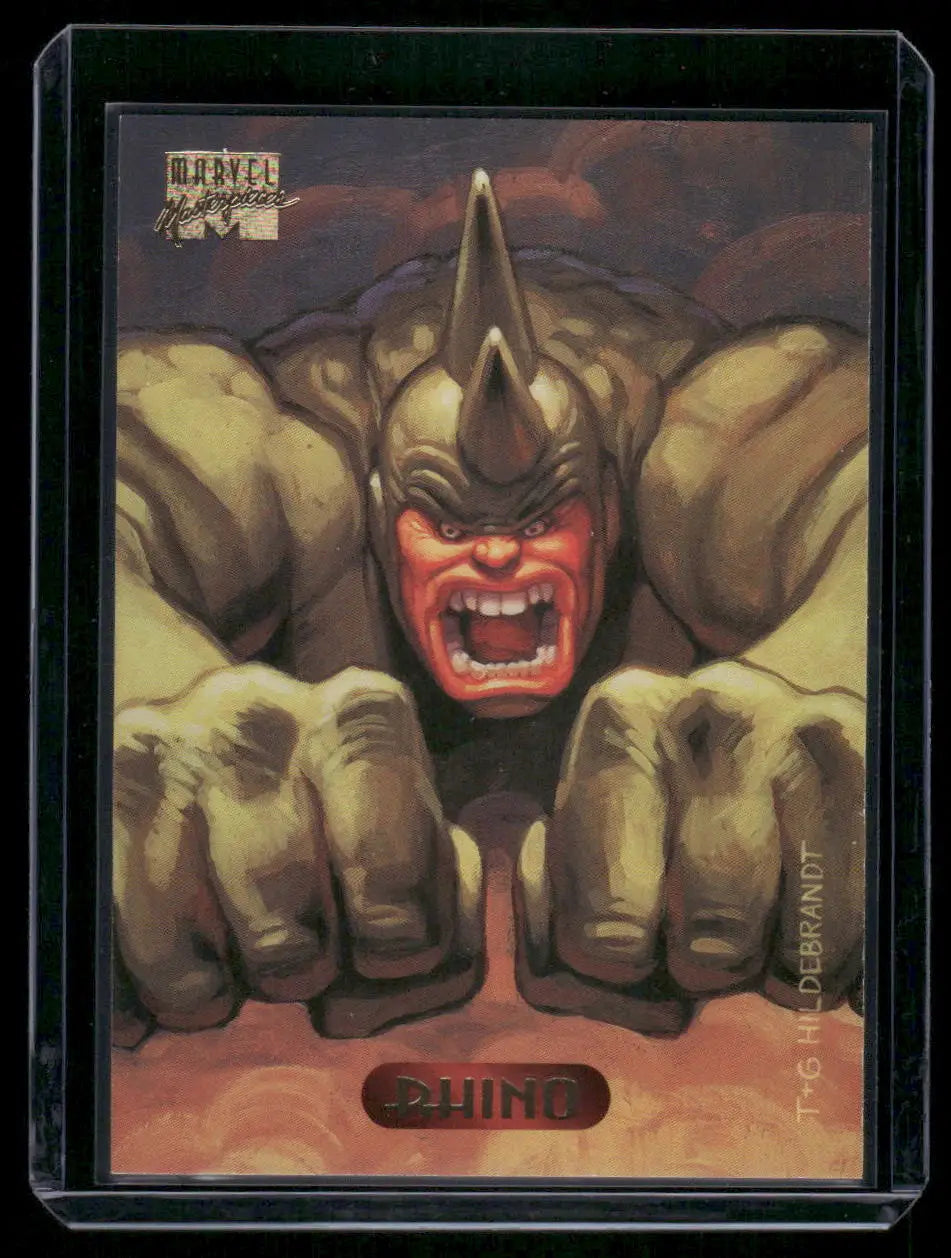 Marvel Masterpieces Rhino 1994 trading card featuring Marvel Masterpieces Rhino artwork