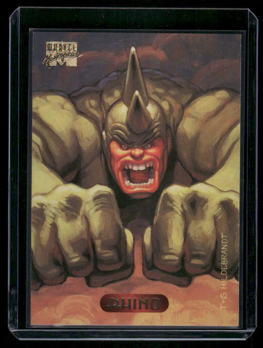 Marvel Masterpieces Rhino 1994 trading card featuring Marvel Masterpieces Rhino artwork
