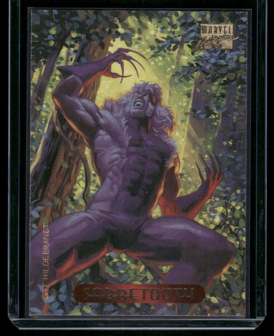 Collectible Marvel Masterpieces Sabretooth trading card from 1994 Marvel Masterpieces series